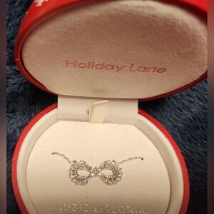 MACY STERLING SILVER, CZ, LAB CREATED SAPPHIRE INFINITY NECKLACE, ORAMENT